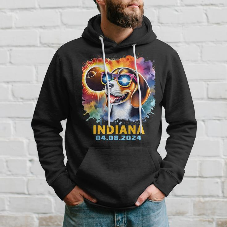 Indiana Total Solar Eclipse 2024 Beagle Dog Colorful Hoodie Gifts for Him