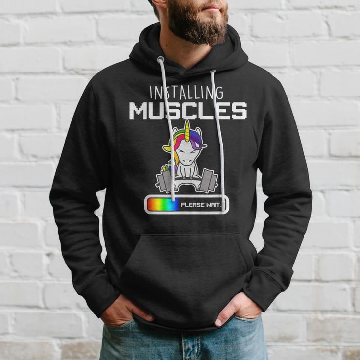 Installing Muscles Unicorn Loading Lifting Hoodie Gifts for Him