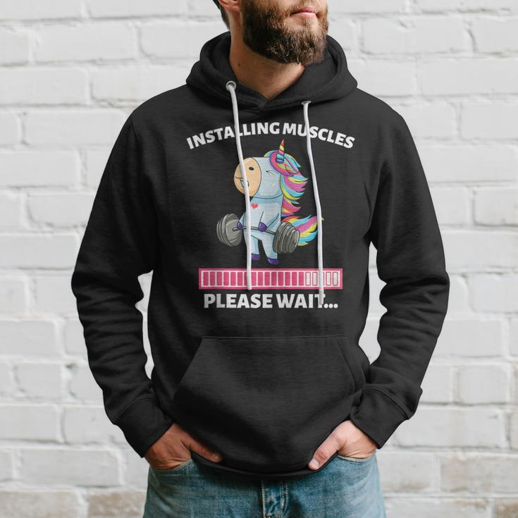 Installing Muscles Unicorn Weight Lifting Fitness Motivation Hoodie Gifts for Him
