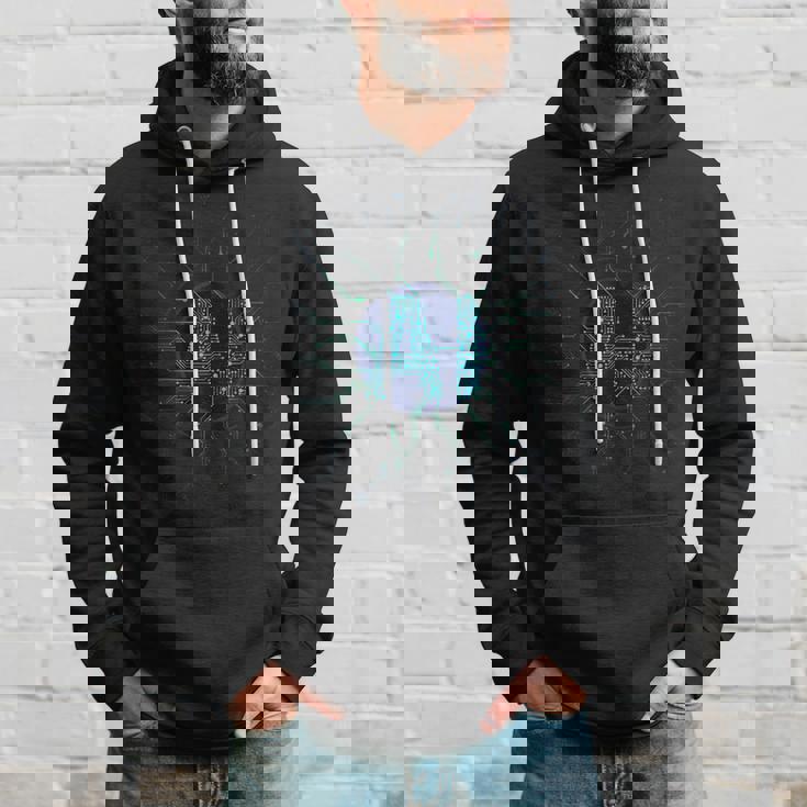 Intelligence Artificielle Lettres Bleues Ia Dans Un Style Électronique Sweat à capuche Cadeaux pour lui