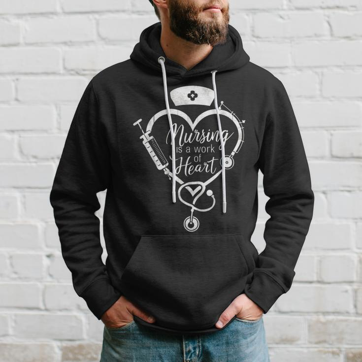 International Nurses Day 2024 Nursing Is A Work Of Heart Hoodie Gifts for Him