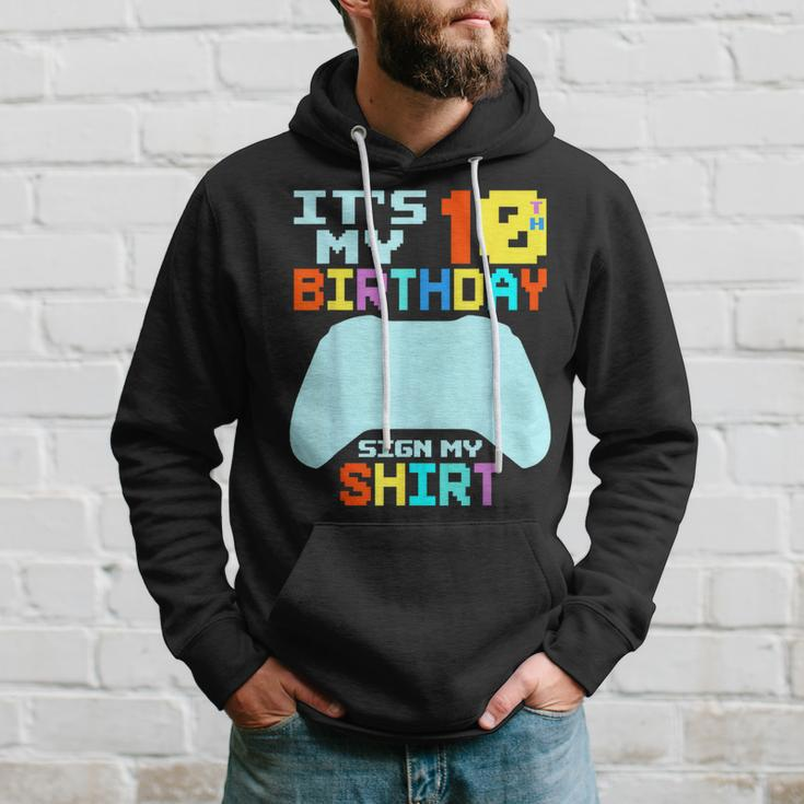 It's My 10Th Birthday Sign My 10 Years Old Boy Gamer Hoodie Gifts for Him