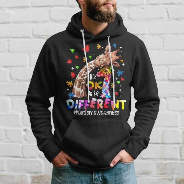 Its Ok To Be Different Autism Awareness Giraffe Hoodie Gifts for Him
