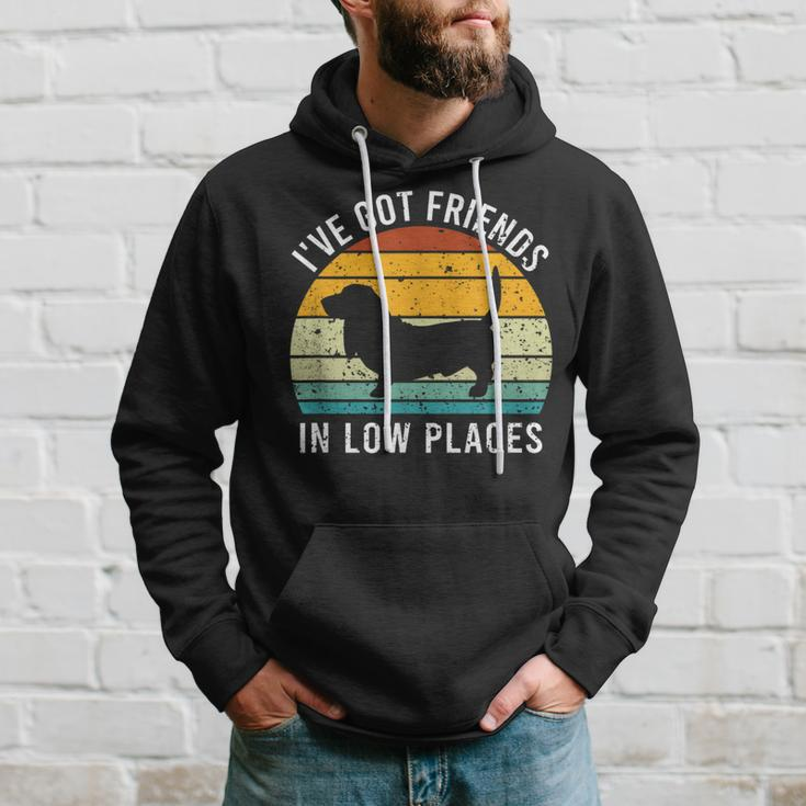 I've Got Friends In Low Places Basset Hound Retro Hoodie Gifts for Him