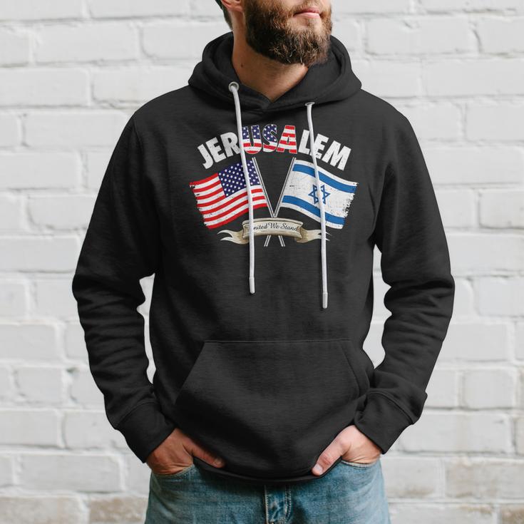 Jerusalem Israel Usa American Flag Hoodie Gifts for Him