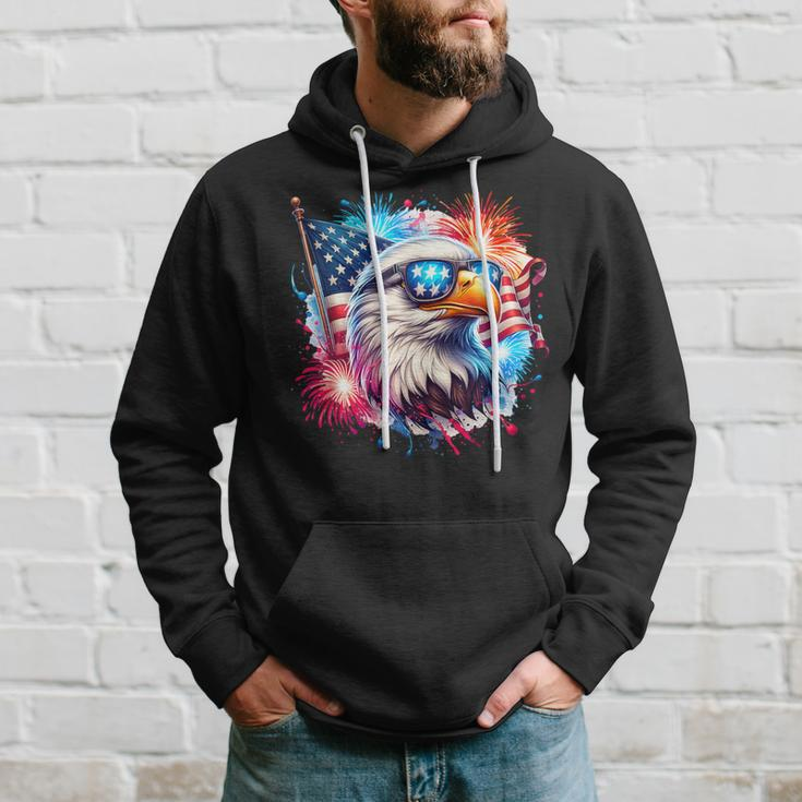 July 4Th Patriotic Bald Eagle Usa American Flag Fireworks Hoodie Gifts for Him