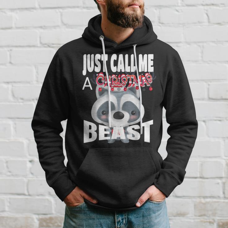 Just Call A Christmas Beast With Cute Little Raccoon Hoodie Gifts for Him