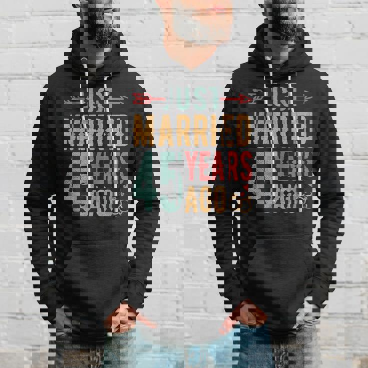 Just Married 45 Years Ago 45Th Wedding Anniversary Couple Hoodie Gifts for Him