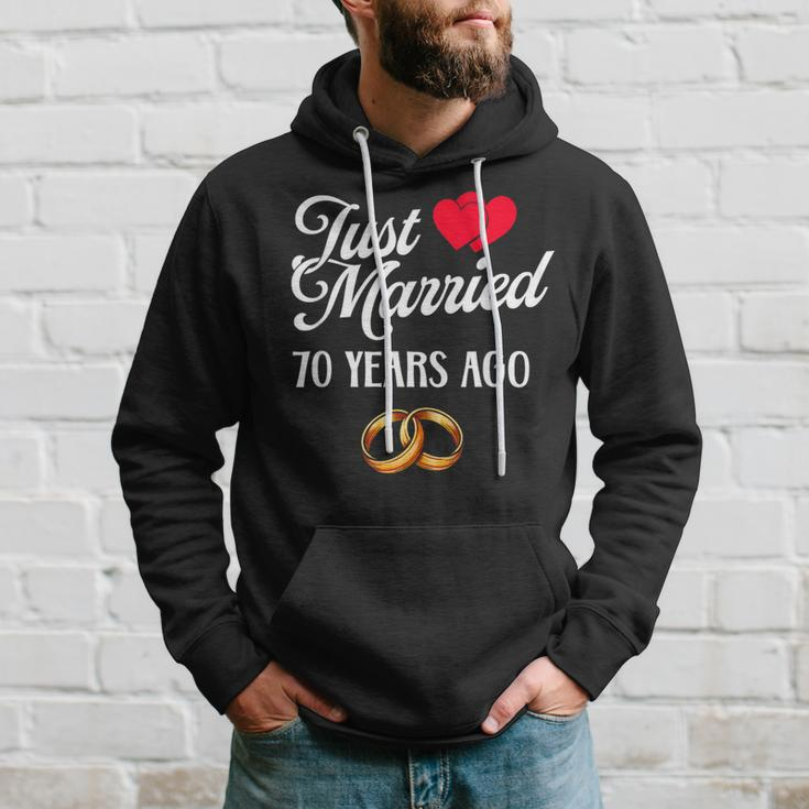 Just Married 70 Years Ago Couple 70Th Anniversary Hoodie Gifts for Him