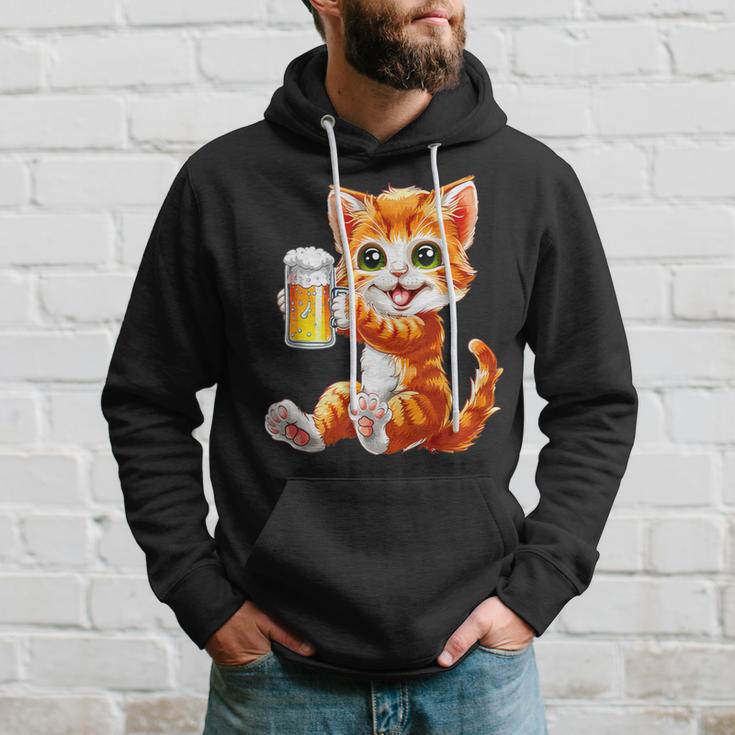 Katze Kater Trinkt Bier Zum Männertag Oderatertag Hoodie Geschenke für Ihn