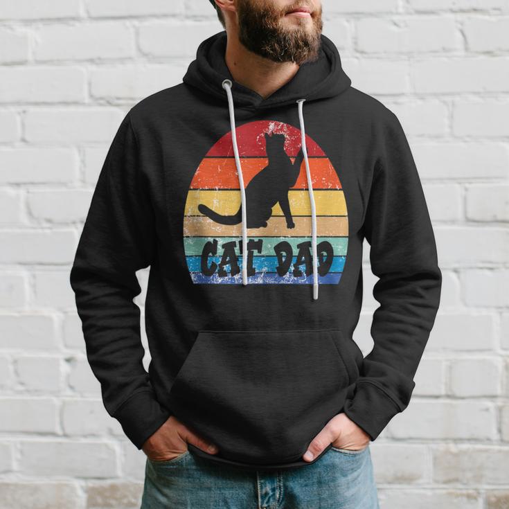 Katze Papaintage Retro Sonnenuntergang Katze Papa Kätzchen Haustier Lustig Kapuzenpullover Geschenke für Ihn