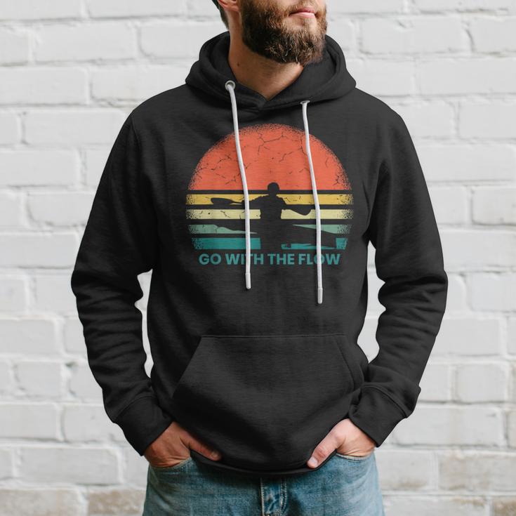 Kayaking Retro Sunset River Kayak Vintage Kayaker Hoodie Gifts for Him