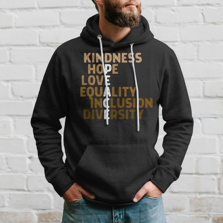 Kindness Peace Equality Inclusion Diversity Melanin Blm Hoodie Gifts for Him