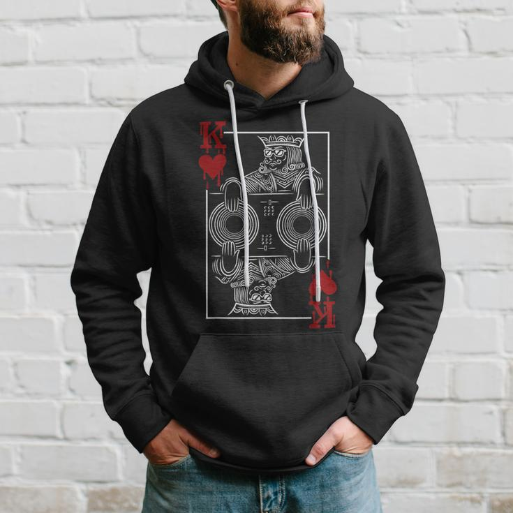 King Of Hearts Clubbing Disco Techno Outfit Dj King Card Hoodie Gifts for Him