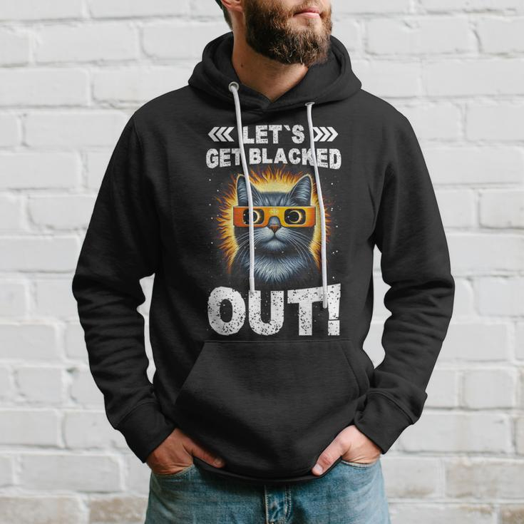 Let's Get Blacked Out Total Solar Eclipse 2024 Cat Lover Hoodie Gifts for Him