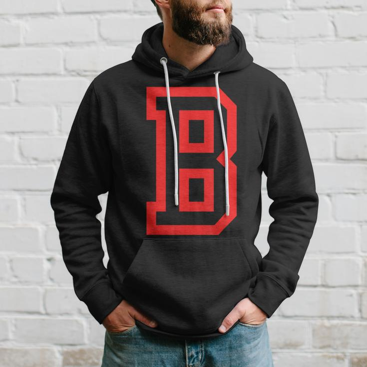 Letter B Large And Bold Outline In Red Hoodie Gifts for Him