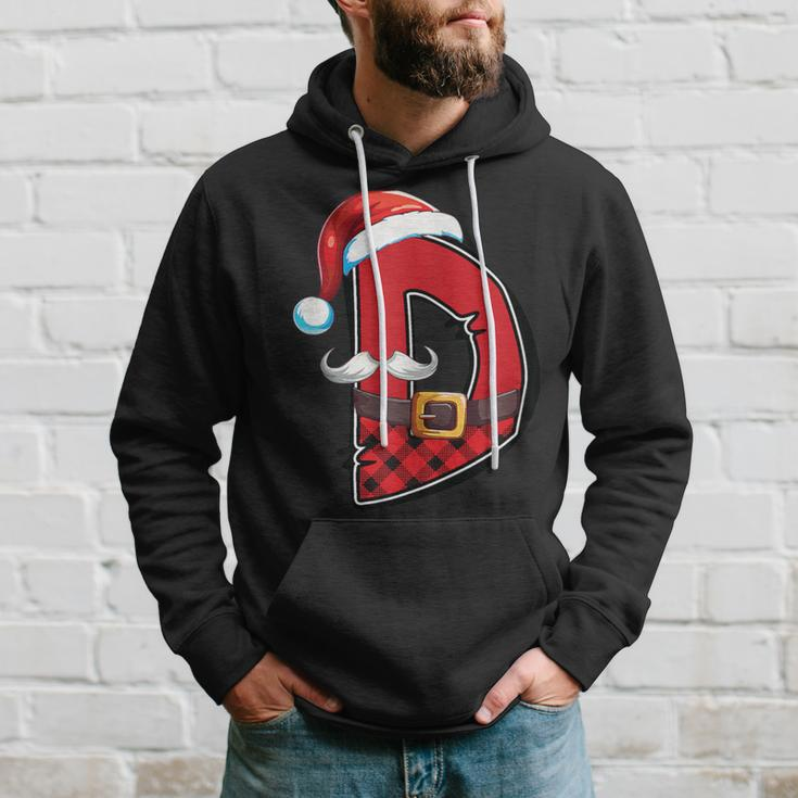 Letter D Initial Name Plaid Santa Hat Christmas Hoodie Gifts for Him