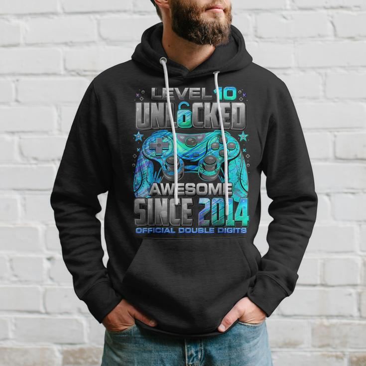Level 10 Unlocked Awesome Since 2014 10Th Birthday GamingHoodie Gifts for Him