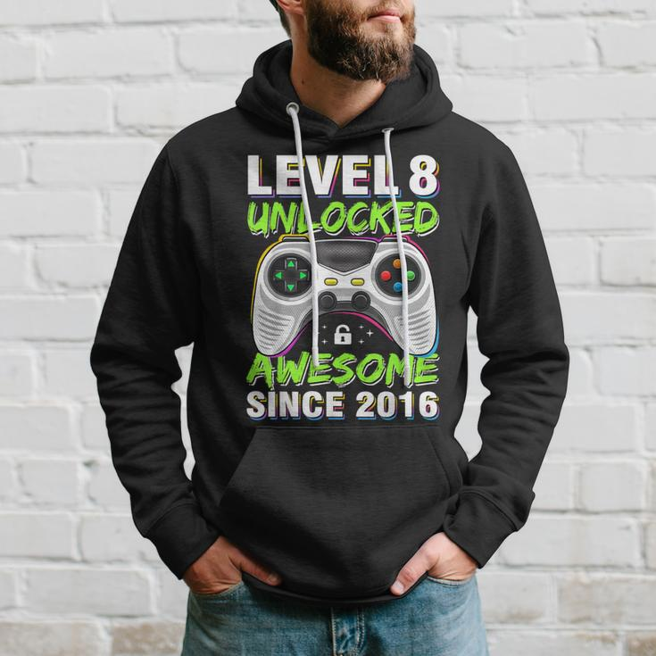 Level 8 Unlocked Awesome Since 2016 8Th Birthday Gaming Boys Hoodie Gifts for Him