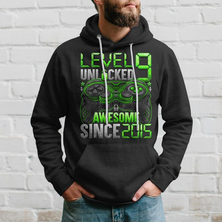 Level 9 Unlocked Awesome Since 2015 9Th Birthday Gaming Hoodie Gifts for Him