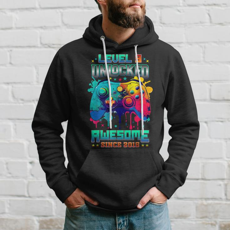 Level 9 Unlocked Gamer 9Th Birthday Awesome Since 2015 Hoodie Gifts for Him