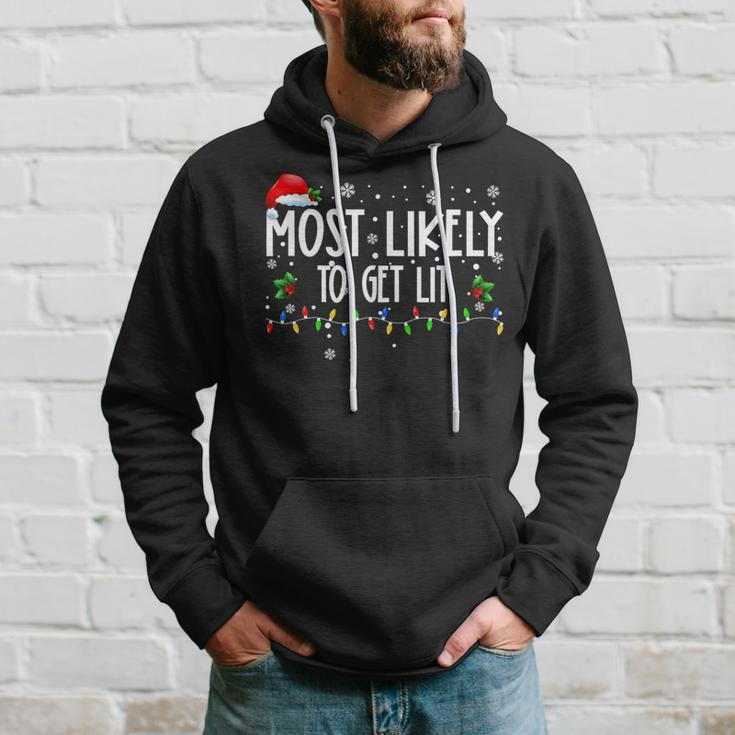 Most Likely To Get Lit Christmas Matching Family Hoodie Gifts for Him