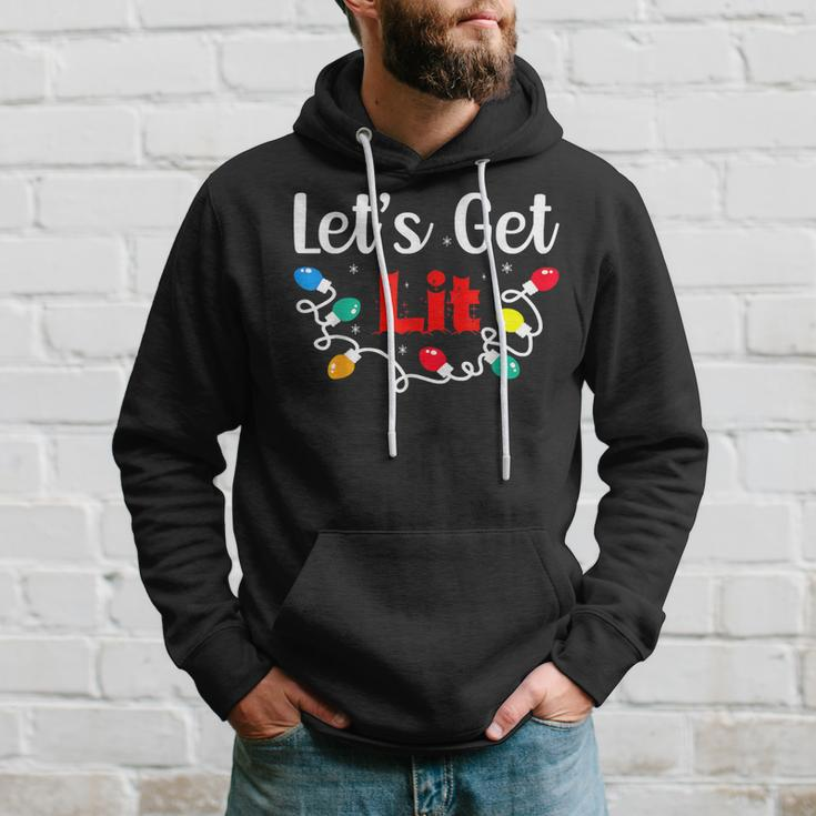 Lets Get Lit Christmas Lights Family Xmas Pajamas Holiday Hoodie Gifts for Him
