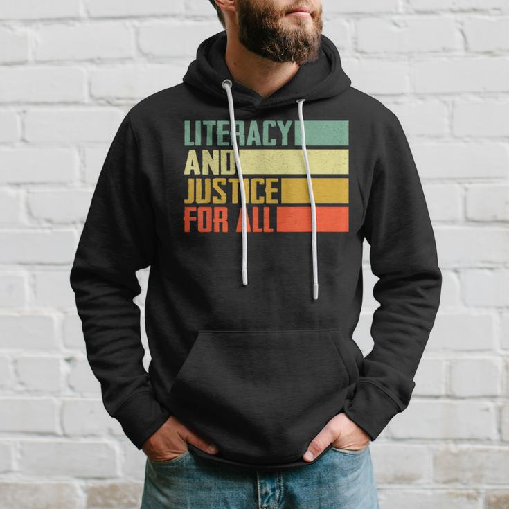 Literacy And Justice For All Retro Social Justice Hoodie Gifts for Him