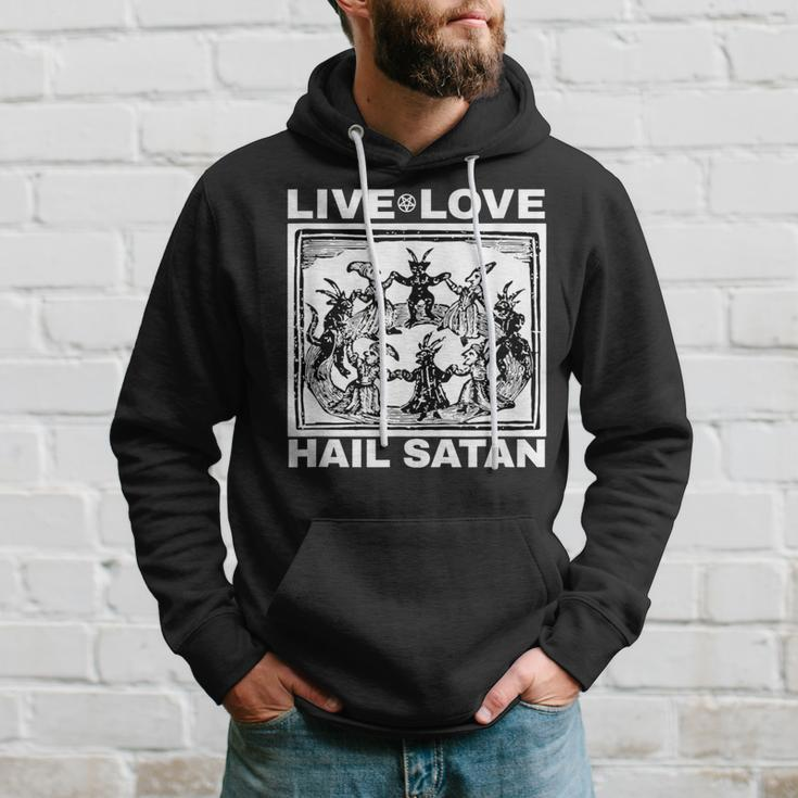 Live Love Hail Satan Pentagram Hoodie Gifts for Him
