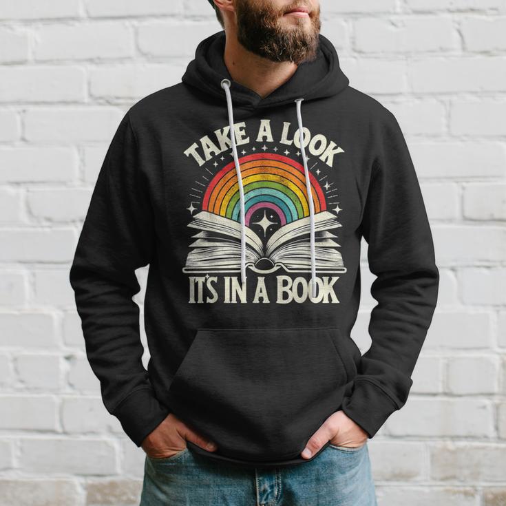 Take A Look A Book Vintage Reading Librarian Rainbow Hoodie Gifts for Him