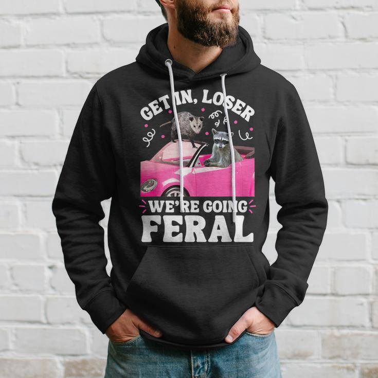 Get In Loser We’Re Going Feral Raccoon Opossum Meme Hoodie Gifts for Him