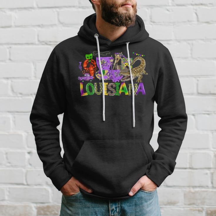 Louisiana Mardi Gras New Orleans Alligator Pelican Crawfish Hoodie Gifts for Him