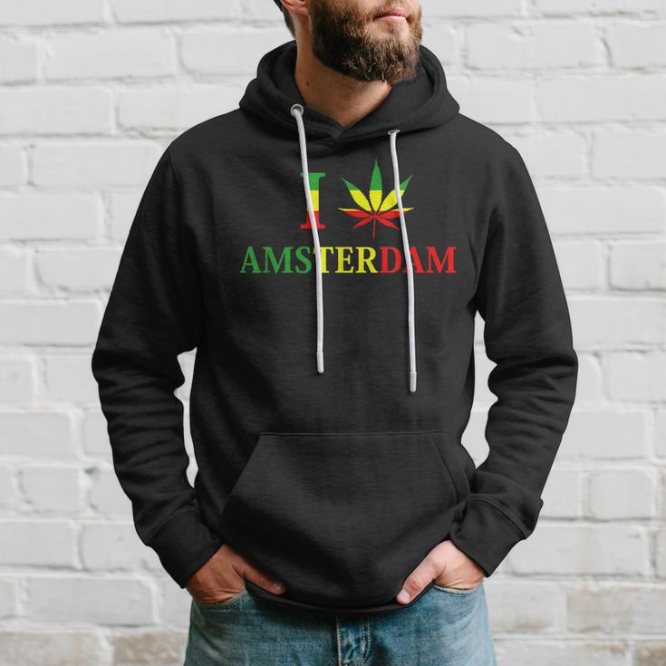 I Love Amsterdam Hemp Leaf Reggae Kiffer Hoodie Geschenke für Ihn