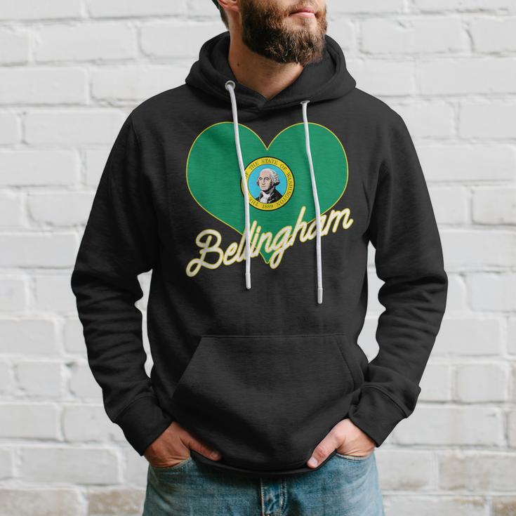 I Love Bellingham Washington Heart State Flag Hometown Pride Hoodie Gifts for Him