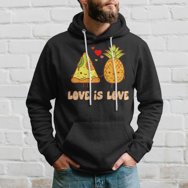 Love Is Love Cute Pride Pineapple Pizza Food Pun Hoodie Gifts for Him