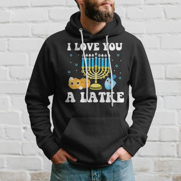I Love You A Latke Happy Hanukkah Chanukah Pajamas Jewish Hoodie Gifts for Him