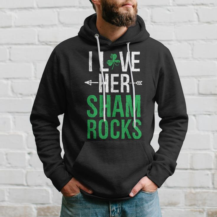 I Love Her Shamrocks Matching St Patrick's Day Couples Hoodie Gifts for Him