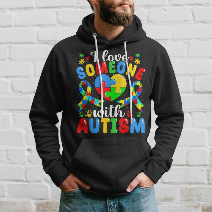 I Love Someone With Autism Awareness Heart Puzzle Pieces Hoodie Gifts for Him