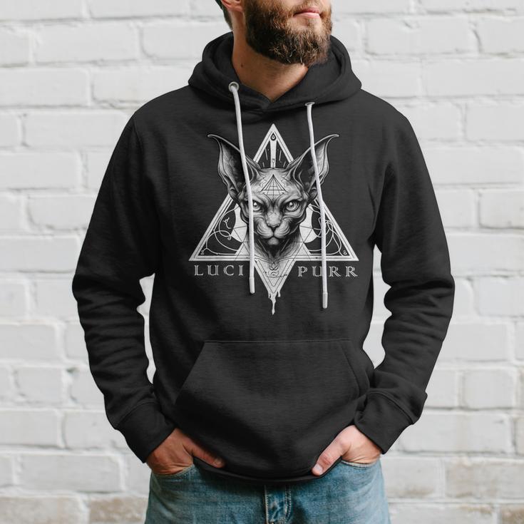 Lucipurr Lucifer Katze Okkulte Sphynx Satanic Atheist Satanismus Kapuzenpullover Geschenke für Ihn