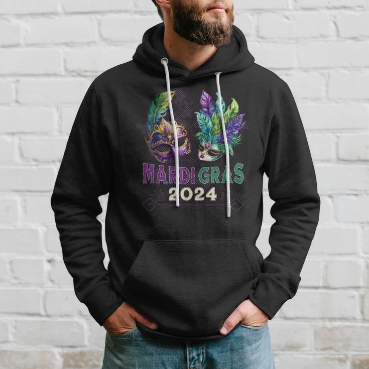 Mardi Gras 2024 Jester Feather Masks Carnival Parade Party Hoodie Gifts for Him