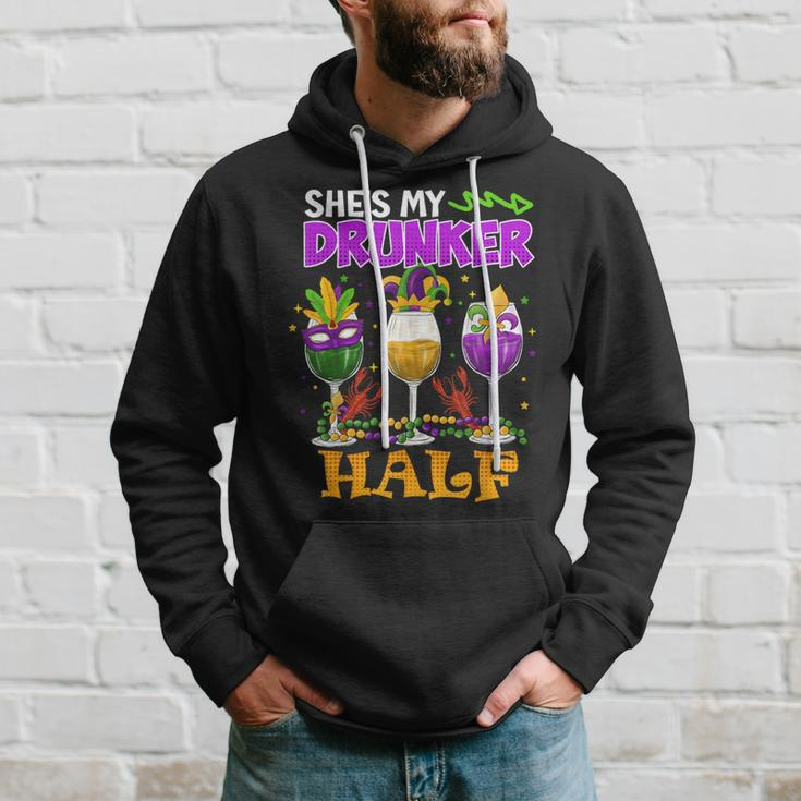 Mardi Gras Outfit She's My Drunker Half Carnival Men Hoodie Gifts for Him