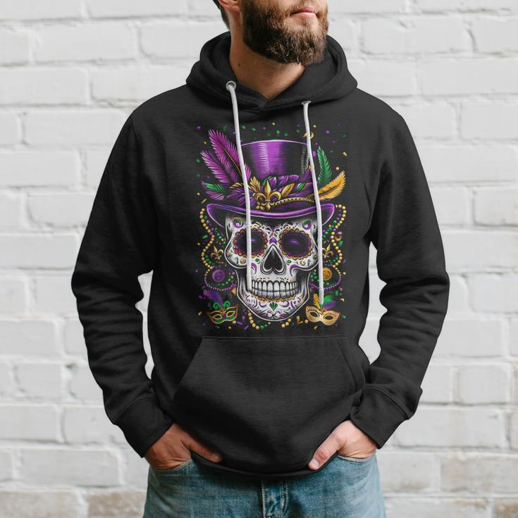 Mardi Gras Skull Top Hat Beads Mask New Orleans Louisiana Hoodie Gifts for Him