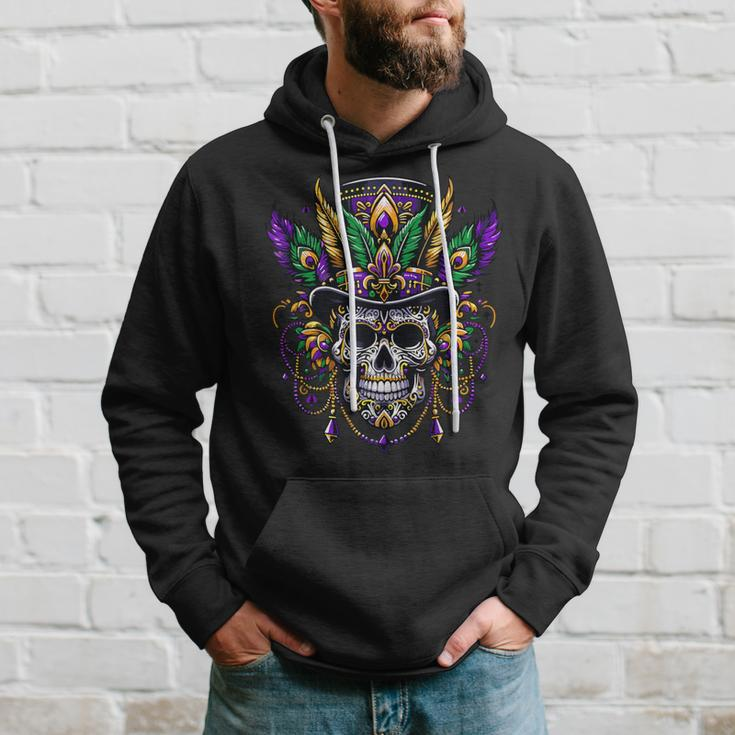Mardi Gras Skull Top Hat New Orleans Witch Doctor Voodoo Hoodie Gifts for Him