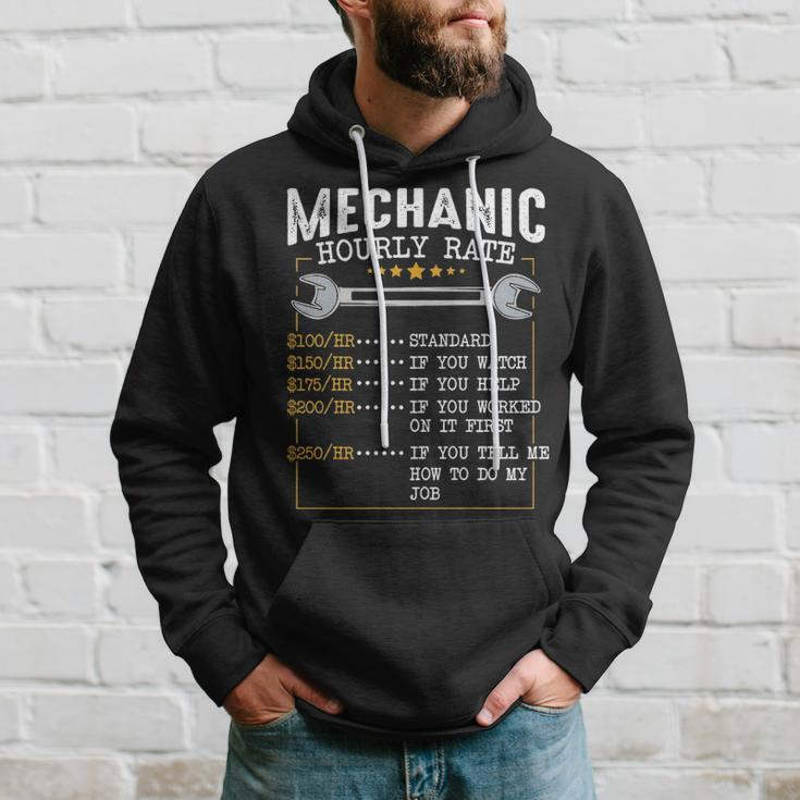 Mechanic Hourly Rate Labor Rates Co Workers Car Lover Hoodie Gifts for Him