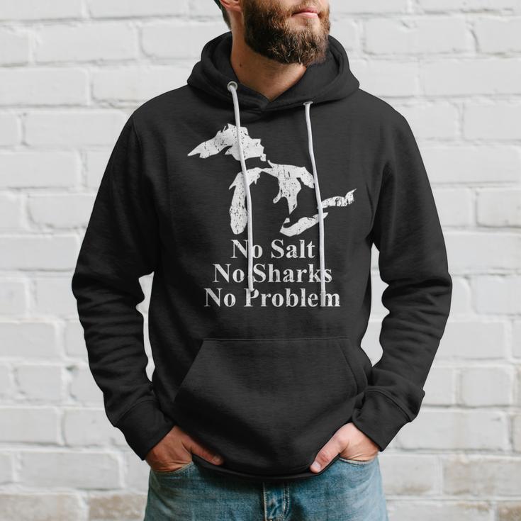 Michigan Great Lakes No Salt No Sharks No Problem Hoodie Gifts for Him