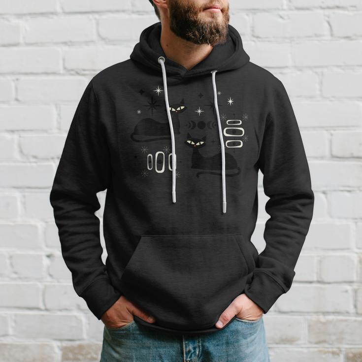 Midcentury Mid Century Cat Retro Atomic Age Space Modern Hoodie Gifts for Him