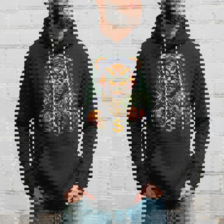 Money Calling Hip Hop Bear Teddy Gangster Rap Swag Dope Hoodie Gifts for Him