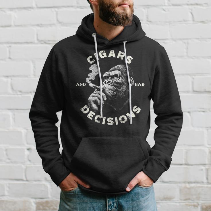 Monkey Cigars And Bad Decisions On Back Hoodie Gifts for Him