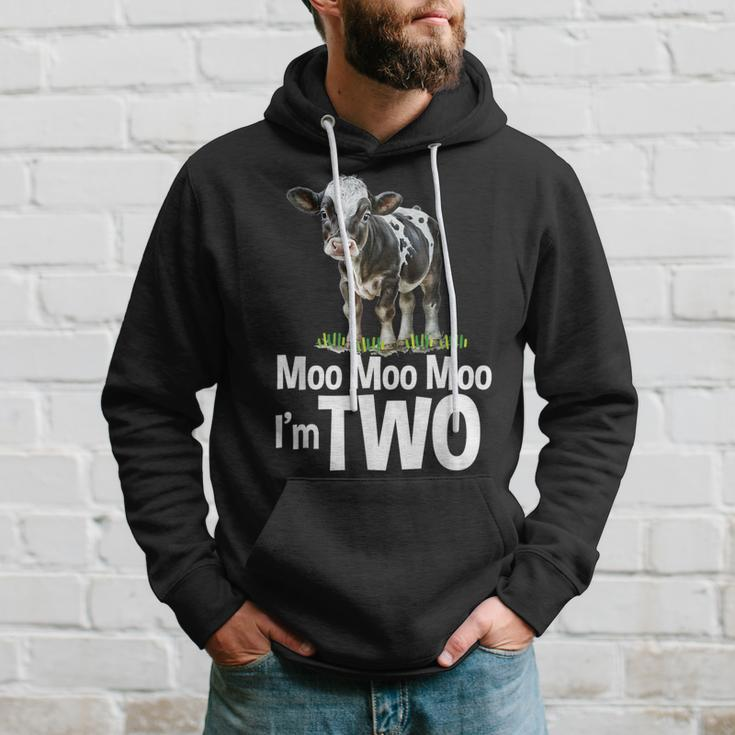 Moo Moo I'm Two 2Nd Birthday Cute Cow Sounds Toddler Hoodie Gifts for Him