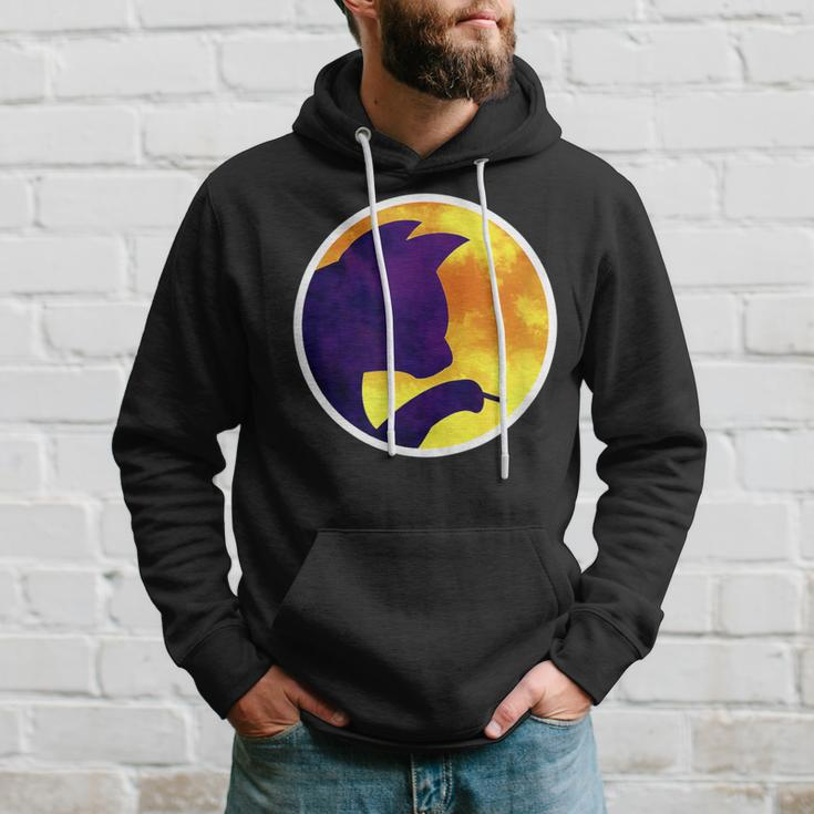 Moon Night Smoking Cigarette Purple Cat Shadow Hoodie Gifts for Him